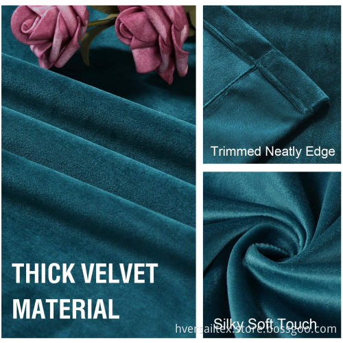 Soft Textured Blackout Velvet Window Curtain Drapes
